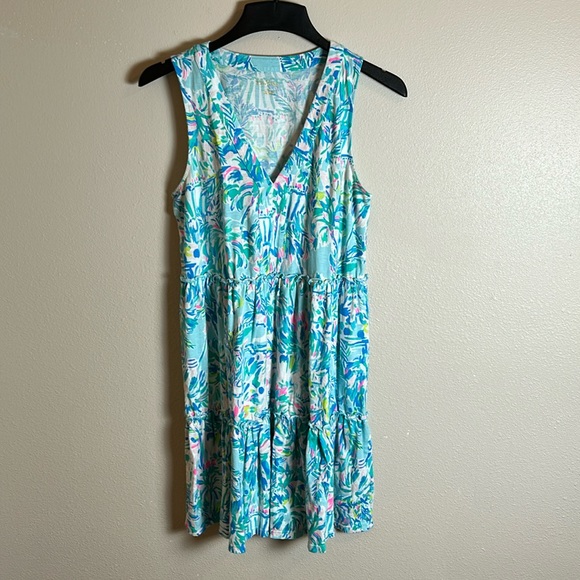 Lilly Pulitzer Dresses & Skirts - Lilly Pulitzer Lorina Sleeveless Ruffle Swing Tank Dress Blue Ibiza Cabana